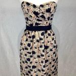 Anthropologie Anthro Burlap Silk geo scratch print sweetheart corset strapless dress size 0 Photo 0