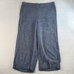 Terra & Sky  0X 14W Pants Linen Blend Cropped Wide Leg Culottes Blue Pull On Photo 2