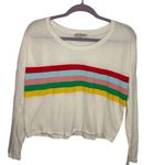 EXPRESS  One Eleven Cropped Sweater Size Small Striped Cream Vibrant Photo 0