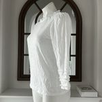 Goldie Pima Cotton Ruffle Trim Tee in White, Size M New w/Tag $125 Photo 3
