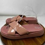 UGG  Pink Patent Leather Criss Cross Platform Slide Sandals Size 10 Casual Photo 3