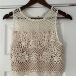 Alice + Olivia  Cream Linen Crochet Crop Top Size Small Petite EUC Photo 1