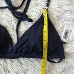 ANDIE New  Swim the string bikini top Triangle textured navy blue size Medium Photo 2