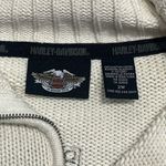 Harley Davidson Vintage Heavy Zip Cardigan Turtleneck Sweater Sz 2W Cream Tan Photo 4