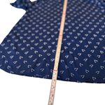 Rosie Pope Navy Wishbone Print Blouse XL Bow Tie Sleeve Soft Draped Top in EUC Blue Photo 9