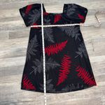 Hula Bay Black Botanical Print Short Sleeve Shift Dress Hawaiian R2 Size M Photo 4