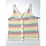Loft Rainbow Striped Button Sweater Tank Top Sz M Women Photo 7
