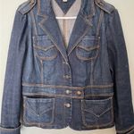 Tommy Hilfiger Blue Jean Jacket with Tan Stitching Photo 0