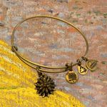 ALEX AND ANI Russian Gold Water Lily Adjustable Charm Bangle Bracelet Photo 0