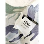 DIDU Green Camo Print Silk Chiffon Tapered Hook Front Collared Shirt Size Small Photo 4