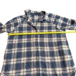 Blu Pepper Women’s M Oversized Hometown Flannel Shacket Blue Plaid Distressed Photo 7