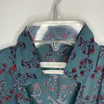 Urban Outfitters  XS Floral Button Up Romper Cap Sleeve 2” Inseam Dark Teal Red Photo 2