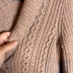 Lands' End  tan speckled cable knit fisherman cardigan sweater Photo 1
