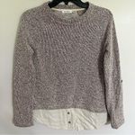 Blu Pepper Women’s Layered Knit Sweater With Linen Plaid Bottom Size Small Photo 0