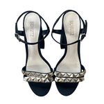 Schutz Nedy Black Suede Gold Stud Chunky Platform Heel Sandals Size 9 Photo 5