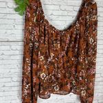 Lost + Wander  Burnt Orange Terracotta Floral Peasant Blouse Photo 1