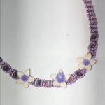Purple and Cream Floral Moon Glow Beads Boho Necklace Photo 1