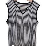 Anne Klein Sleeveless Keyhole Top Striped Gold Chain Size 2X Photo 1