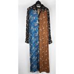 Natural Life  Maxi Dress Large Floral Boho Patchwork Long Sleeve Hippie Button Up Photo 2
