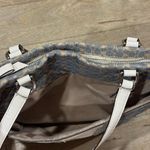 Coach Signature Snakeskin Stripe F28927 Blue Jacquard & White Leather Tote Bag Photo 8