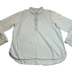 Sonoma Women's Quarter Button Up Chambray Blouse Size XL Casual Hipster Neutral Photo 0