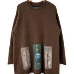 Blue Fish Vintage Wool Handmade Patch Sweater Tunic Brown Sz 3 Photo 0
