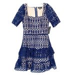 Lulus Navy Blue Crochet Overlay Ruffle Hem Dress Sz S Photo 8