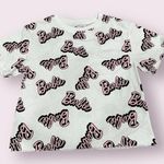 Barbie Pink Crop Top Tee Shirt 100% Cotton Raw Hem Junior Women's New White Size XS Photo 0