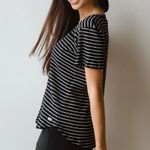 ALBION FIT Albion Basic V Neck Tee Black White Stripe Pocket Short Sleeve T Shirt Sz Small Photo 5