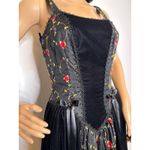 Late 80s Jeannie Nitro Gothic black velvet silk floral embroidered corset gown s Photo 7