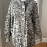 Vintage Heather Black Beige White Blouson Sleeve Mockneck Cardigan Photo 0