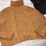 Glam  mustard wheat color oversized knit turtleneck sweater size small/medium Photo 7