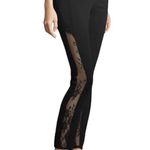 Haute Hippie  Skinny Black Pants The Thorny Rose Lace Inserts on Side Size 10 Photo 0