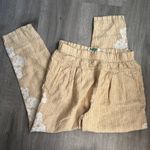 Anthropologie  Striped Embroidered Yellow Linen Pants Beach Summer Hippie Photo 2