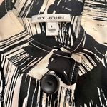St. John Black White Flowers Cropped Short Sleeve Jacket Blazer Lined Size 8 Photo 1