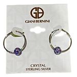 Giani Bernini NEW HOOP EARRINGS 1" Aurora Borealis Crystal Ball Sterling Silver Photo 4