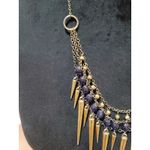 Women Gold Chain Spike Necklace With Purple Beads And Lobster Clasp Lock Jewelry Blue Photo 4