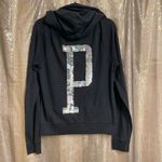 PINK - Victoria's Secret  RARE Black Holographic Rainbow Sequin P Zip Sweater, Large Photo 1