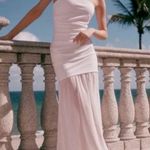 Line and Dot  Amara mixed media strapless ruched white maxi Dress, sheer bottom, s Photo 3