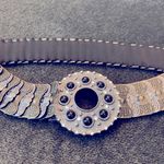 Anthropologie Gold & Silver VINTAGE Hammered Metal Disc Belt Photo 4