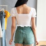 Storets NWT  White Eyelet Cinched Front Crop Top S/M Photo 2