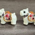 White Puppy Dog Holiday Clip On Earrings Photo 0