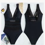Soly Hux Women's Contrast One Piece Swimsuits V Neck Backless Bathing Suits Mesh Sheer Swimwear Monokini Photo 6
