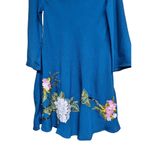 Anthropologie Varun Bahl Hydrangea Floral Dress Blue Applique Embroidery Sz 0 Photo 5