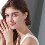 Purple Crystal Love Heart Long Tassel Dangle Drop Earrings for Women Gold Photo 4