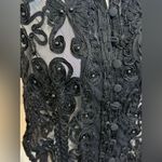 Cache Black Sleeveless Button Down embellished with beaded embroidery Photo 2