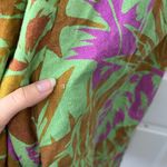 ZARA  Linen Blend Green Tropical Print Midi Dress Photo 3