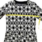 KOREAN Brand Abstract Geometric Color Block Black & Ivory Knit Mini Dress Medium Photo 5