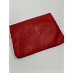 Vintage 1980s Pioneer Cutout Flap Clutch Wallet Red Leather 9x12'' Photo 2