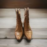 Coconuts by Matisse  Bambi Crocodile Pointed Toe Zippered Cowboy Booties Womens 8 Photo 1